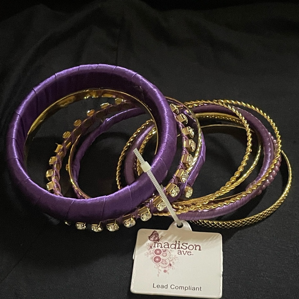 Madison Ave. Purple and Gold Bangle Bracelet Collection